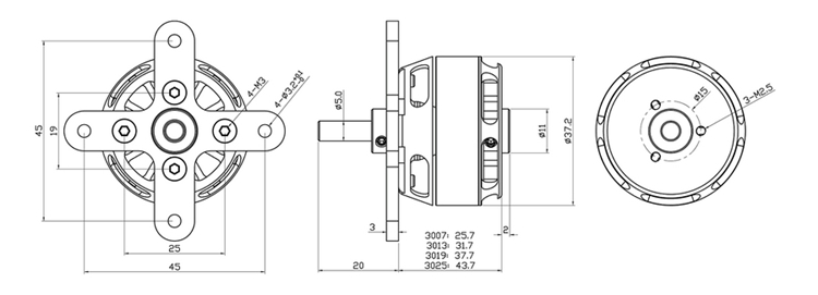 X-TEAM 3025外轉子固定翼航模無刷電機