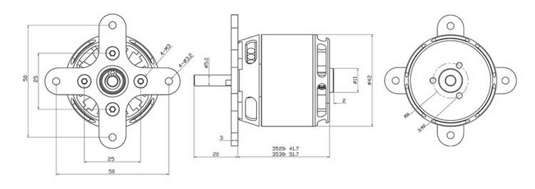 X-TEAM 3530外轉子固定翼航模無刷電機