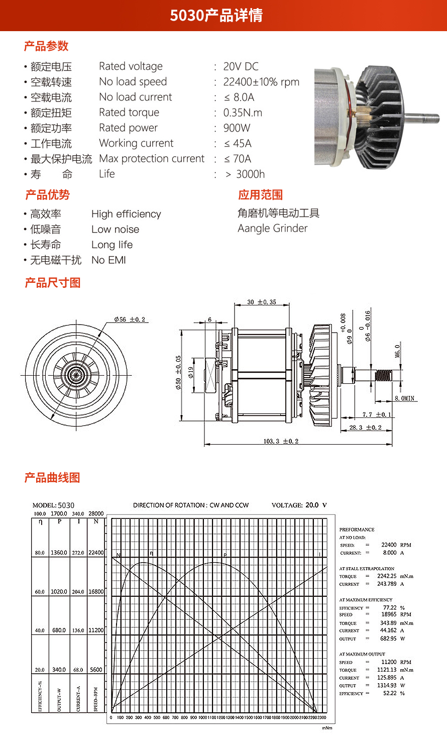 X-TEAM 5030電動工具無刷電機
