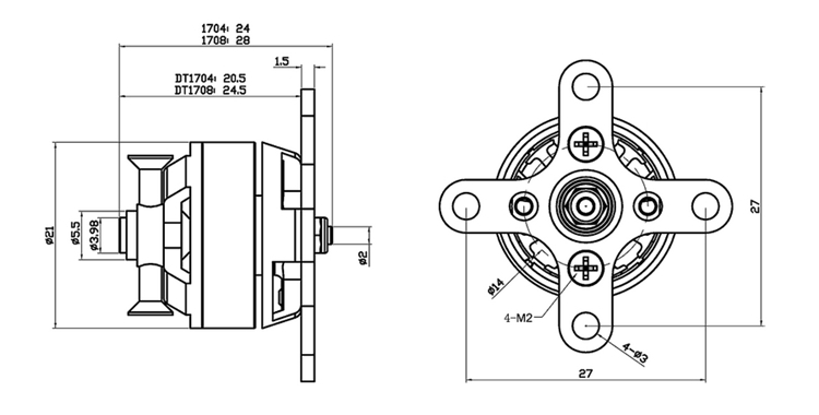 X-TEAM 1708外轉子固定翼航模無刷電機