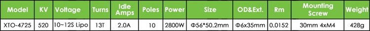 X-TEAM 4725外轉子固定翼航模無刷電機